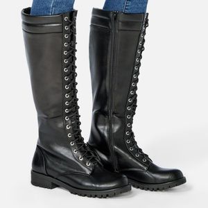Knee High Zip-Up Combat Boots